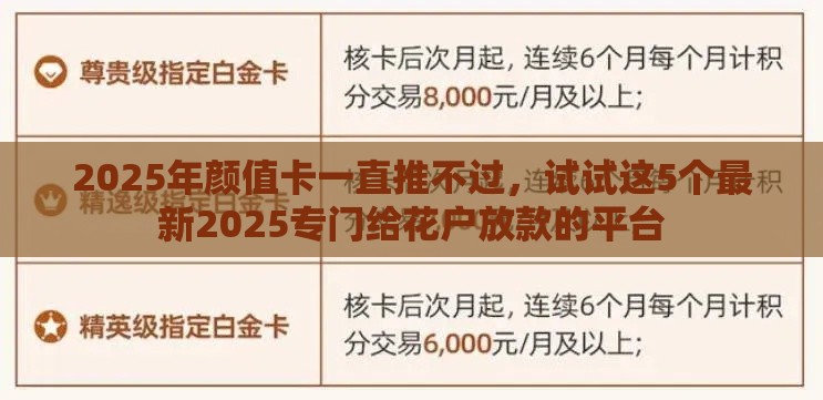 2025年颜值卡一直推不过，试试这5个最新2025专门给花户放款的平台