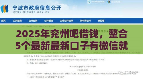 2025年兖州吧借钱，整合5个最新最新口子有微信就能下