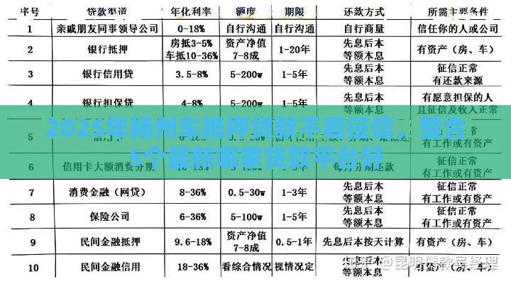 2025年扬州车抵押贷款不看征信，整合5个最新哪家贷款平台好