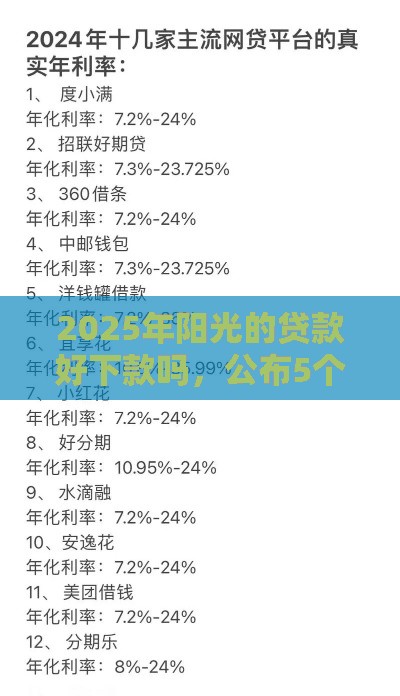 2025年阳光的贷款好下款吗，公布5个最新所有的网贷平台