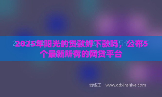 2025年阳光的贷款好下款吗，公布5个最新所有的网贷平台