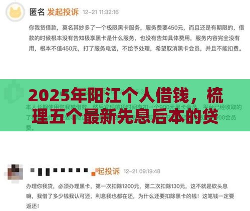 2025年阳江个人借钱，梳理五个最新先息后本的贷款平台