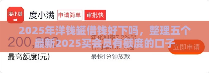 2025年洋钱罐借钱好下吗，整理五个最新2025买会员有额度的口子
