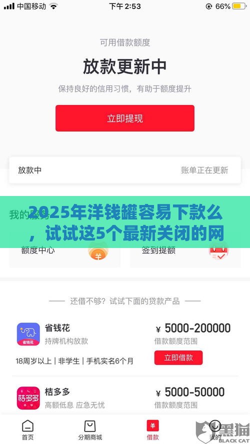 2025年洋钱罐容易下款么，试试这5个最新关闭的网贷平台