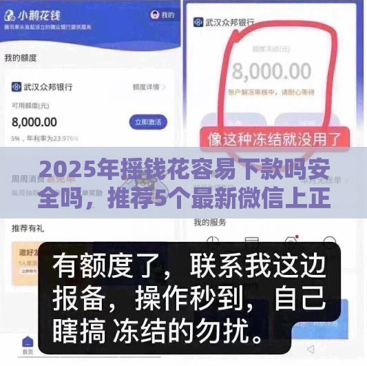 2025年摇钱花容易下款吗安全吗，推荐5个最新微信上正规借钱平台