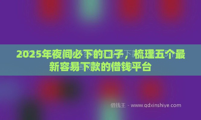 2025年夜间必下的口子，梳理五个最新容易下款的借钱平台