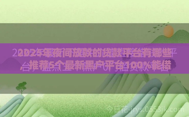 2025年夜间放款的贷款平台有哪些，推荐5个最新黑户平台100%能借到