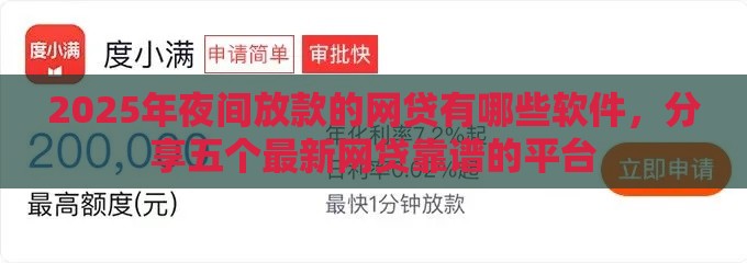 2025年夜间放款的网贷有哪些软件，分享五个最新网贷靠谱的平台