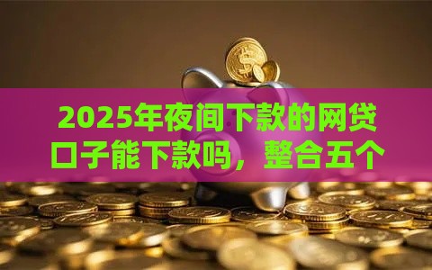 2025年夜间下款的网贷口子能下款吗，整合五个最新17周岁贷款平台