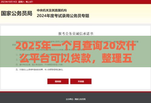 2025年一个月查询20次什么平台可以贷款，整理五个最新2025必下款的口子