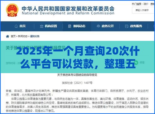 2025年一个月查询20次什么平台可以贷款，整理五个最新2025必下款的口子