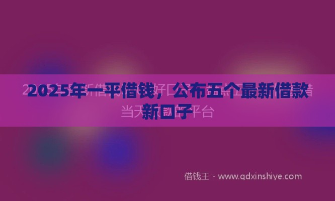 2025年一平借钱，公布五个最新借款新口子