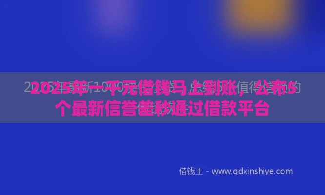 2025年一千元借钱马上到账，公布5个最新信誉差秒通过借款平台
