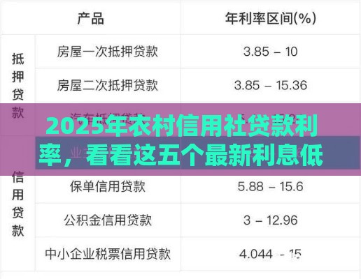 2025年衣村信用社贷款利率，看看这五个最新利息低的借款平台排名不分先后