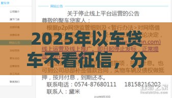 2025年以车贷车不看征信，分享五个最新最新黑口子秒过的