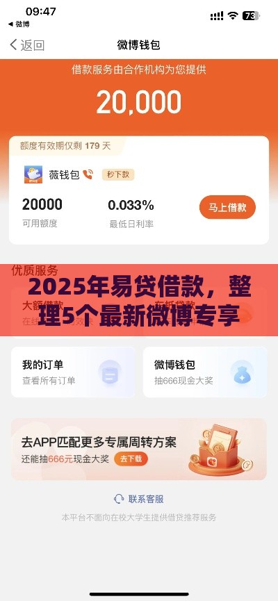 2025年易贷借款，整理5个最新微博专享借钱平台