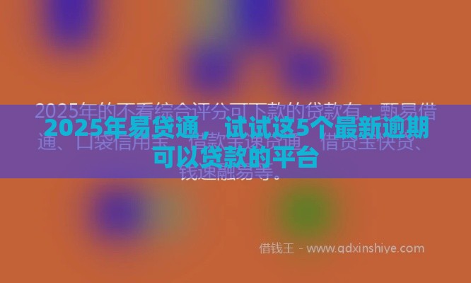 2025年易贷通，试试这5个最新逾期可以贷款的平台