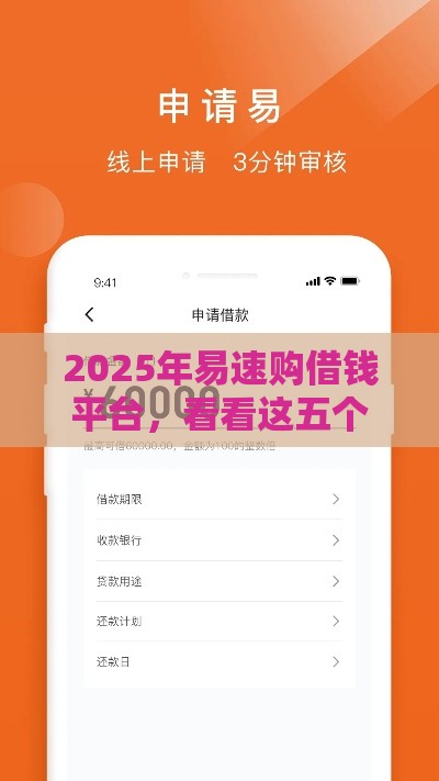 2025年易速购借钱平台，看看这五个最新贷款新口子
