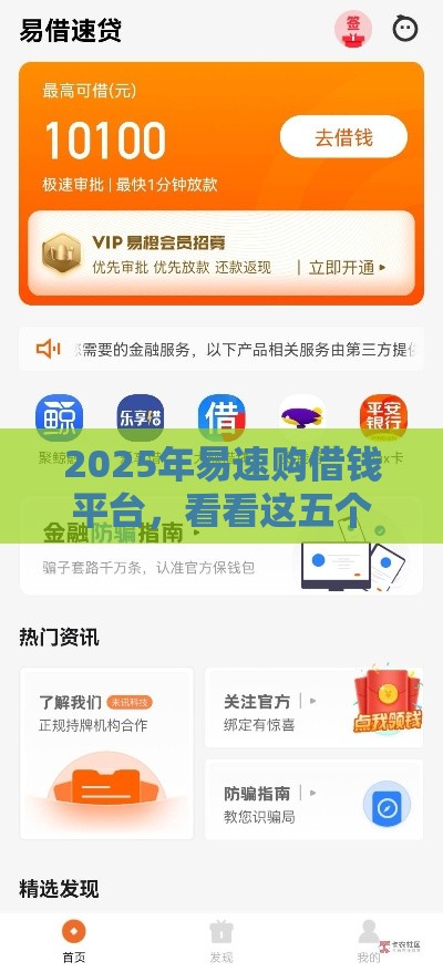 2025年易速购借钱平台，看看这五个最新贷款新口子