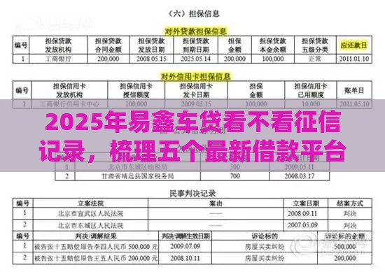 2025年易鑫车贷看不看征信记录，梳理五个最新借款平台好贷款啊