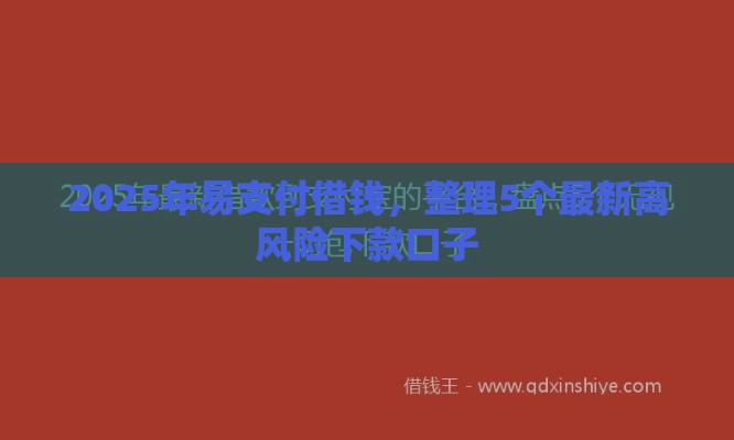 2025年易支付借钱，整理5个最新高风险下款口子