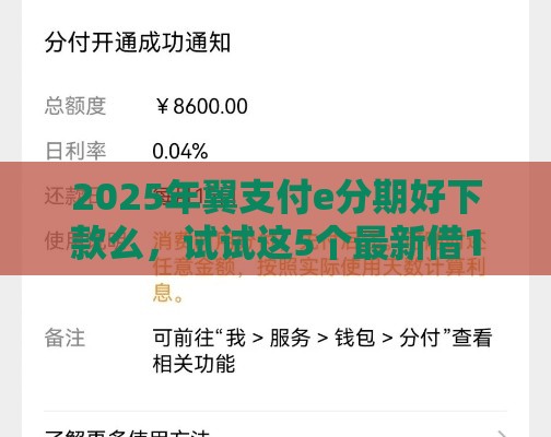 2025年翼支付e分期好下款么，试试这5个最新借1000元7天还的口子