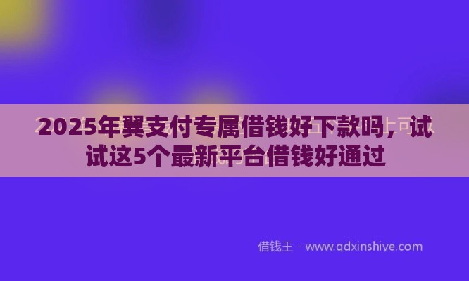 2025年翼支付专属借钱好下款吗，试试这5个最新平台借钱好通过