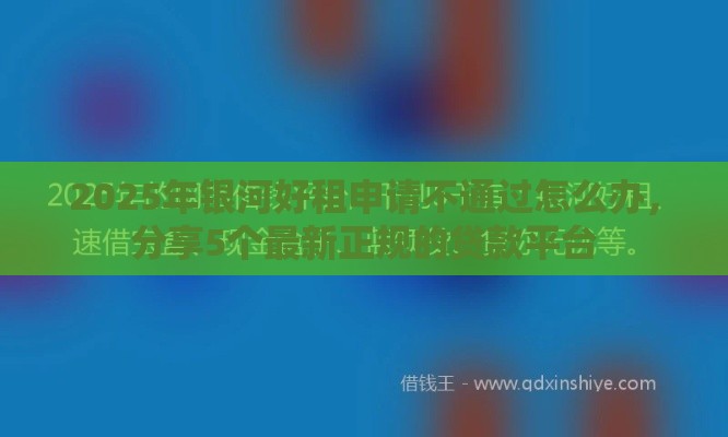 2025年银河好租申请不通过怎么办，分享5个最新正规的贷款平台