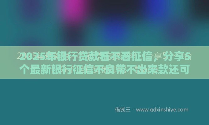 2025年银行贷款看不看征信，分享5个最新银行征信不良带不出来款还可以贷的平台