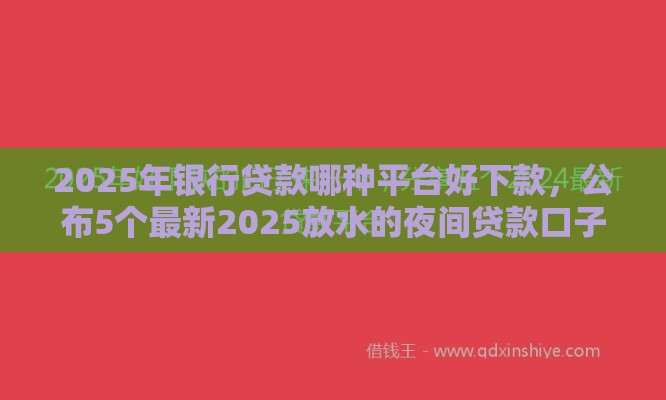 2025年银行贷款哪种平台好下款，公布5个最新2025放水的夜间贷款口子