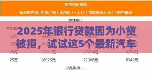 2025年银行贷款因为小贷被拒，试试这5个最新汽车贷款平台
