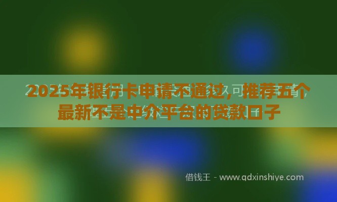 2025年银行卡申请不通过，推荐五个最新不是中介平台的贷款口子