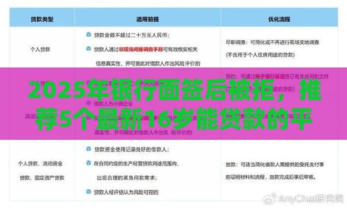 2025年银行面签后被拒，推荐5个最新16岁能贷款的平台