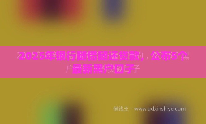2025年银行随借随还贷款，公布5个最新黑户口子
