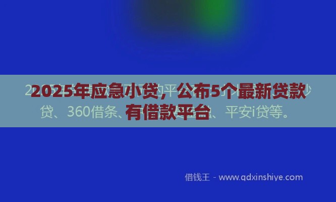 2025年应急小贷，公布5个最新贷款有借款平台
