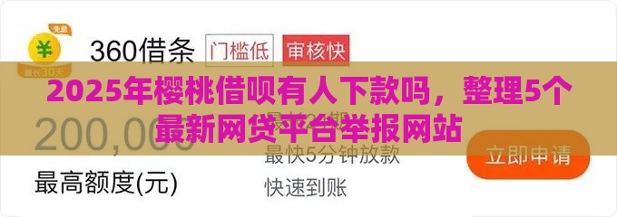 2025年樱桃借呗有人下款吗，整理5个最新网贷平台举报网站