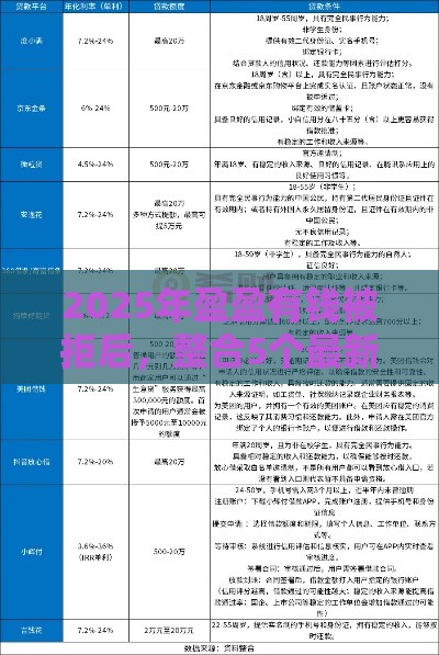 2025年盈盈有钱被拒后，整合5个最新十大良心贷款平台利息低