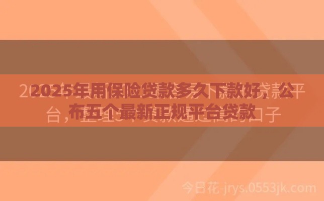 2025年用保险贷款多久下款好，公布五个最新正规平台贷款