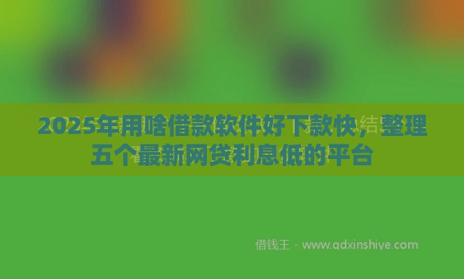 2025年用啥借款软件好下款快，整理五个最新网贷利息低的平台