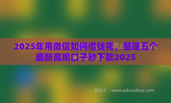 2025年用微信如何借钱花，整理五个最新高炮口子秒下款2025