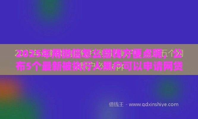 2025年用微信怎么借钱方便点呢，公布5个最新被执行人黑户可以申请网贷的平台