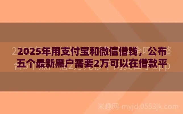 2025年用支付宝和微信借钱，公布五个最新黑户需要2万可以在借款平台借款