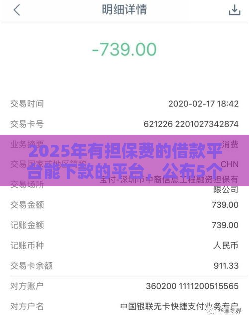 2025年有担保费的借款平台能下款的平台，公布5个最新网贷利率低的平台