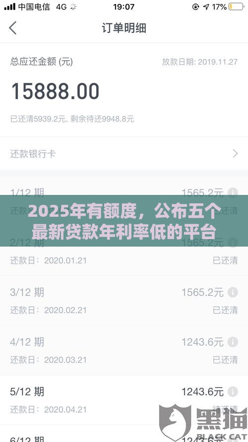 2025年有额度，公布五个最新贷款年利率低的平台