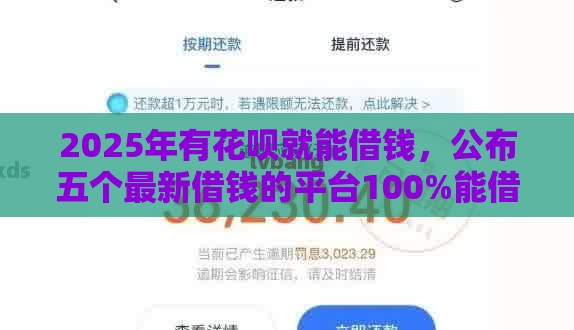 2025年有花呗就能借钱，公布五个最新借钱的平台100%能借到