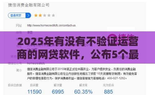 2025年有没有不验证运营商的网贷软件，公布5个最新黑户贷款马上下款的口子