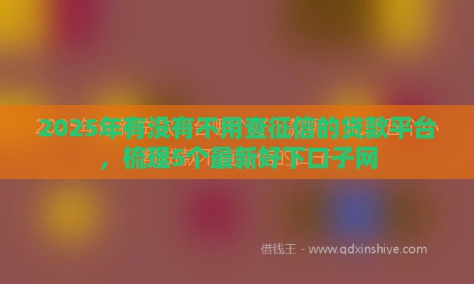 2025年有没有不用查征信的贷款平台，梳理5个最新好下口子网