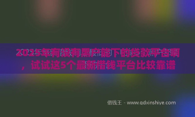 2025年有没有黑户能下的贷款平台啊，试试这5个最新借钱平台比较靠谱