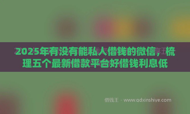 2025年有没有能私人借钱的微信，梳理五个最新借款平台好借钱利息低