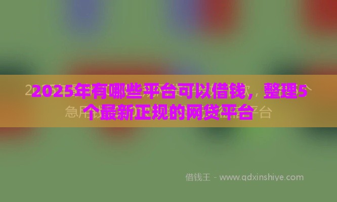 2025年有哪些平台可以借钱，整理5个最新正规的网贷平台